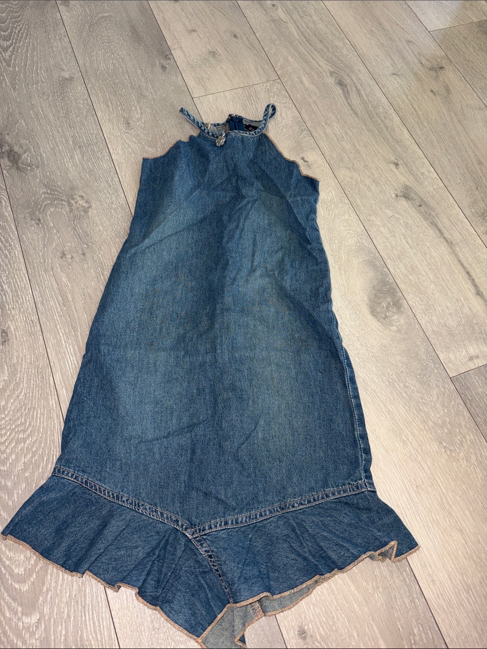 The Children's Place Denim Halter Dress in Faded Blue